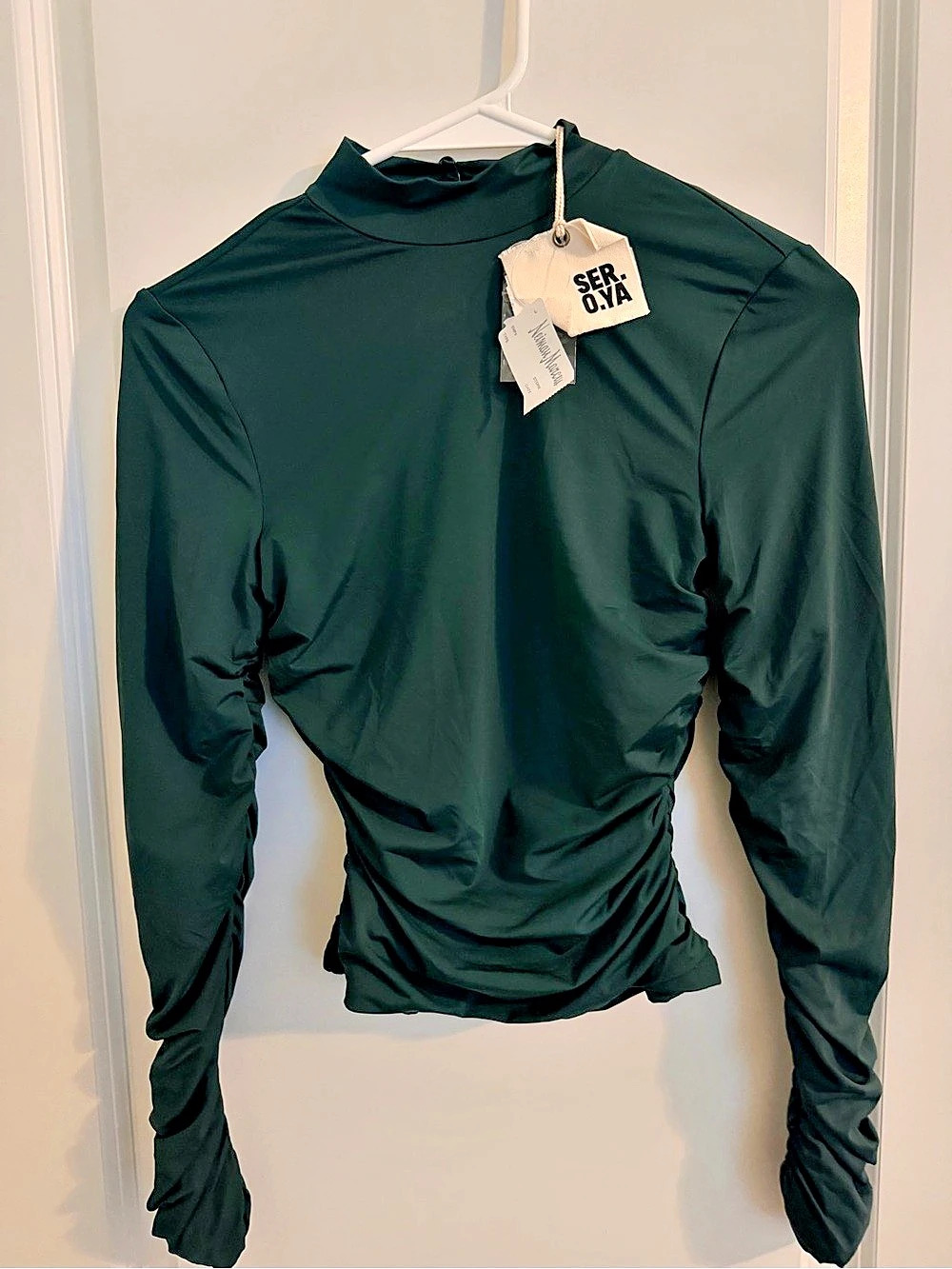 NWT SER.O.YA Dulcie Green Ruched Top Small